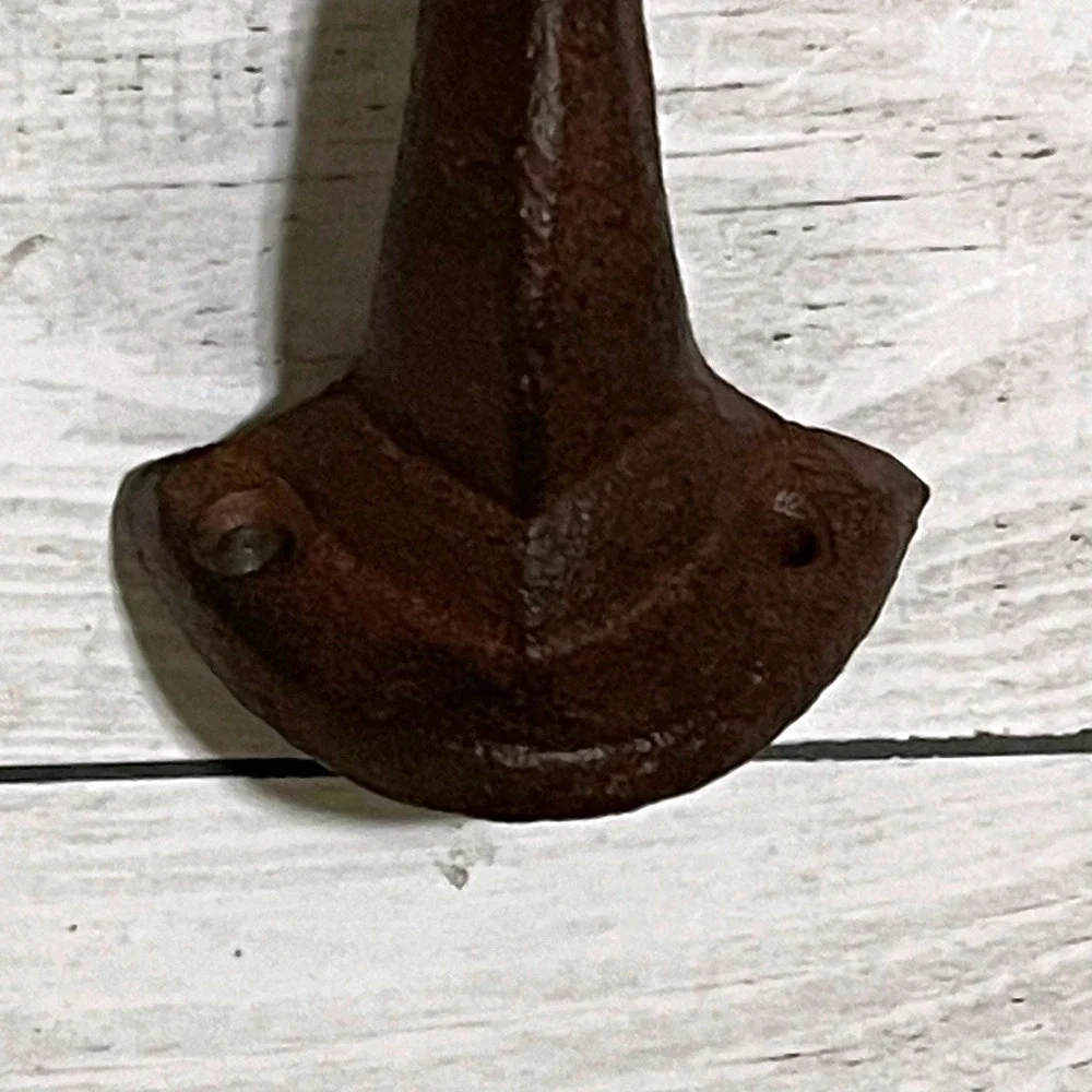 Cast Iron Whale Tail Wall Hook Rustic Brown Nautical Fluke Coat Towel Hanger 5in